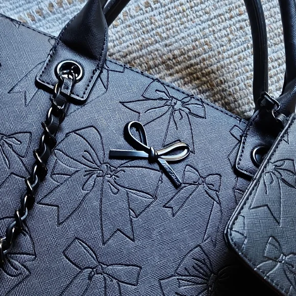 Betsey Johnson Black Bow-Embossed Tote - Picture 2 of 16